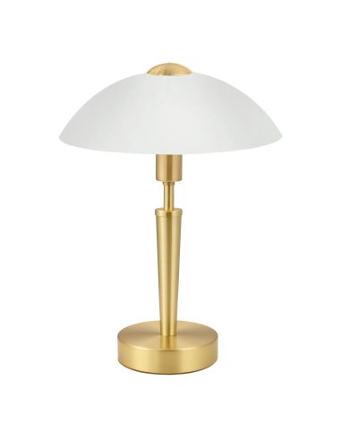 Lampe de Table SOLO 1 Laiton Mat et Verre Blanc Satiné - Élégance et Fonctionnalité 35Cm