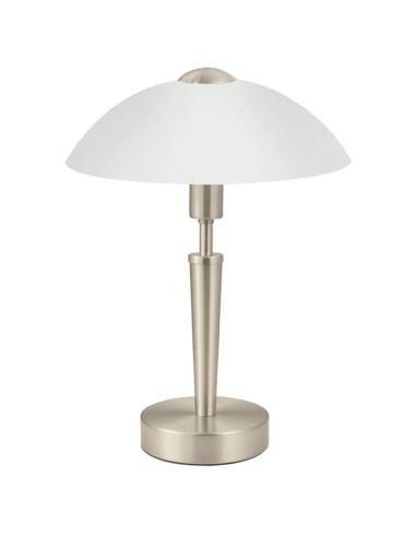 Lampe de Table SOLO 1 en Nickel Mat et Verre Blanc Satiné 35Cm Hauteur 85104