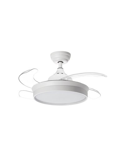 Ventilateur de plafond BLANES XS blanc LED Ø915mm DC22W LED 24W CCT+RC+dim avec pales rétractables