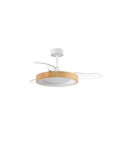 Ventilador de Techo LED 50W CCT+RC+DIM LISBOA con aspas retráctiles, Ø1065mm DC 30W 3A madera