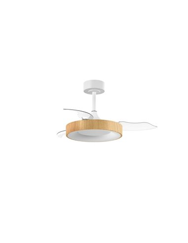 Ventilador de Techo LED 45W CCT+ RC+DIM Ø915mm LISBOA XS madera DC 25W 