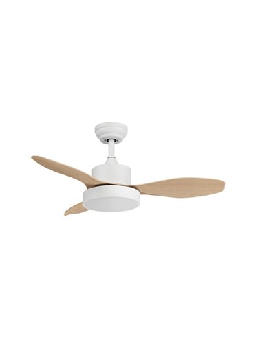 Ventilador LED de Techo 24W RIGA XS blanco y aspas en madera Ø96 DC 30W Dimable 3000K-4000K-6000K