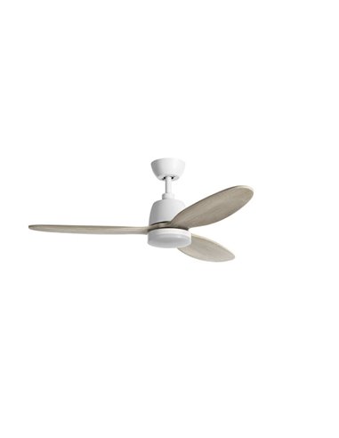 Ventilateur de plafond LED 24W CCT SYDNEY blanc avec pales blanches brossées Ø119 DC 24W