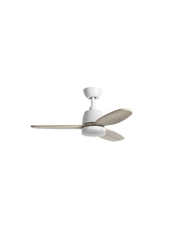 Ventilateur de Plafond avec Lumière LED 24W CCT SYDNEY XS blanc et blanc brossé Ø96 DC 18W 3 Pales