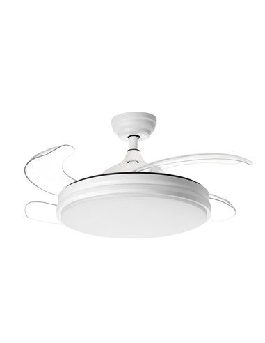 Ventilateur LED à pales rétractables TURIN 36W CCT blanc Ø1070mm DC 32W 4Pales