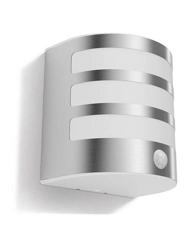 Aplique de pared LED para exterior CALGARY con sensor de movimiento Inox. 3.5W 2700K Estanco al agua