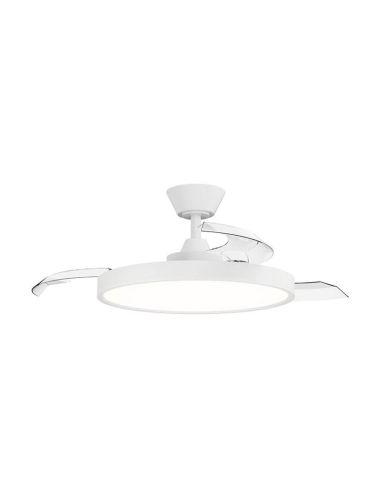 Ventilador de teto retrátil BOMBAY STYLE M com luz LED regulável, vento natural branco fosco