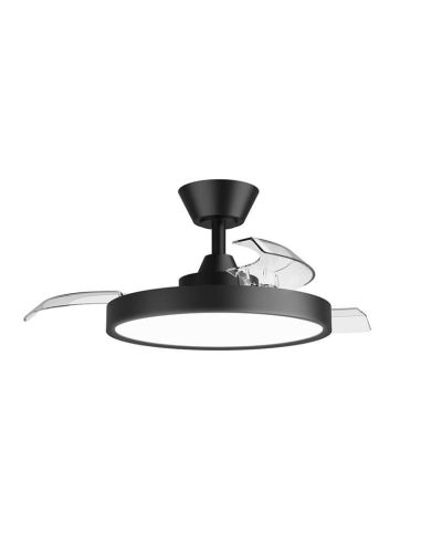 Ventilador de Techo con aspas Retráctiles BOMBAY ESTILO S con Luz LED Regulable, Negro Sulion