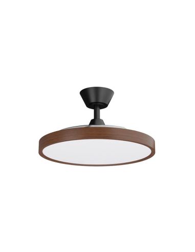 Ventilador de teto preto e nogueira com lâminas retráteis e luz LED ajustável Nature Wind Bombay M