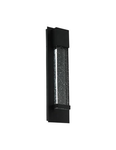 Aplique de pared LED Exterior VILLAGRAZIA negro de vidrio con burbujas de aire 30cm largo