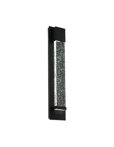 Aplique de pared LED Exterior VILLAGRAZIA negro de vidrio con burbujas de aire 40cm largo