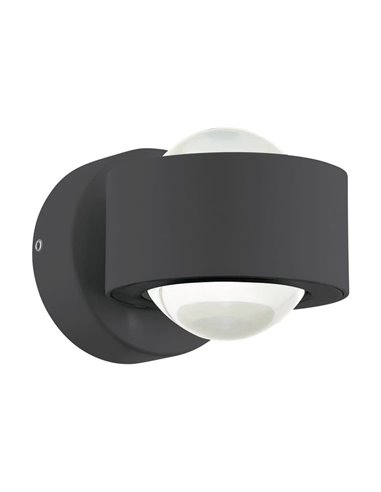 Aplique circular LED para exterior TREVIOLO 3000K, 460Lm com abajur de vidro transparente