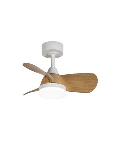 Ventilateur de Plafond LED BYAN Mini Blanc+Bois 18W 2000Lm CCT Dim