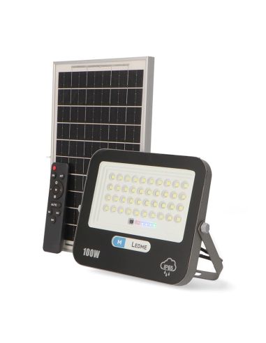 Foco LED Solar Milan 100W com Controle Remoto | Iluminação Exterior IP65 6000K