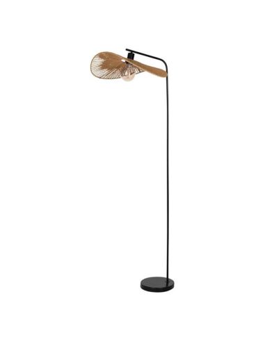 SIRUELA Lampadaire Rustique en Acier Noir et Fibres Naturelles - Compatible E27 31966 Eglo