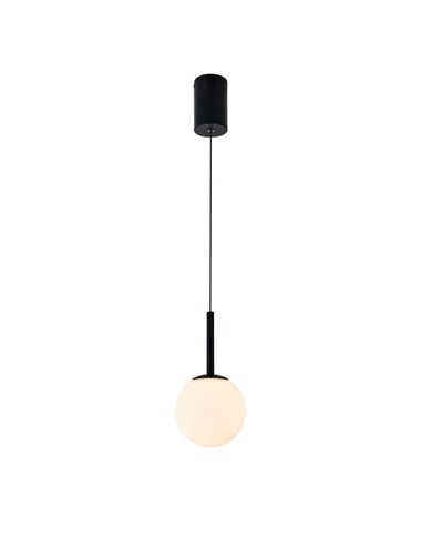 Candeeiro de teto LED bola pendente translúcida 9W PUEBLA 3000K preto/dourado acetinado