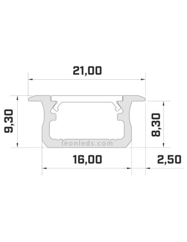 Perfil de Aluminio Empotrable para Techo con Clips para Tiras LED hasta 12  mm - efectoLED