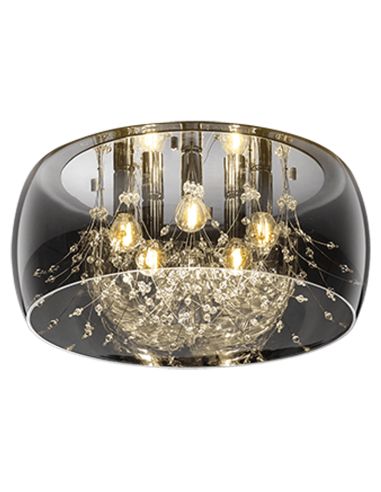 Plafonnier noir en verre fumé 5 lumières 28W 616700506 | LéonLeds