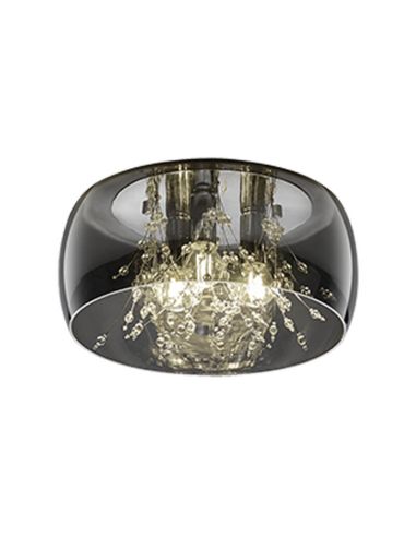 Plafonnier noir en verre fumé plusieurs lumières 28W 616700306 | LéonLeds