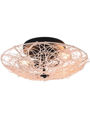 Lovis luminária de teto em rattan natural 2 luzes E27 40W R61142036