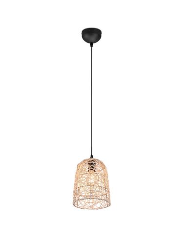 Plafonnier suspension en rotin naturel Lovis 1xE27 40W R31141036