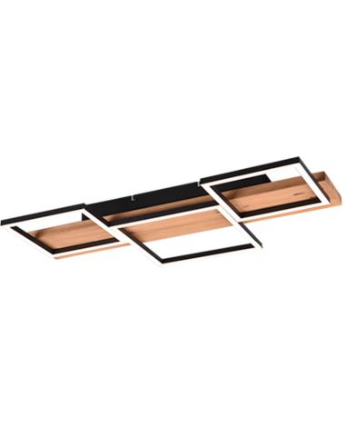 Plafón de techo LED madera y metal varios tamaños Harper negro mate 30W 3000K 622910332