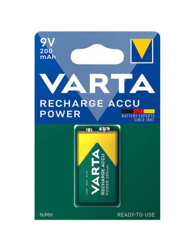 Bateria recarregável Varta ACCU Power 9V - 6LR61 200mA 38659 | LeonLeds