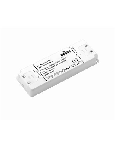 Driver de Tensão Constante Fino IP20 24VDC -30W- Branco, TIRAS LED TIRAS