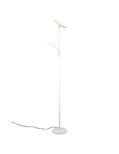 Lampadaire LED SPECTRE en blanc mat avec commande tactile et design moderne.