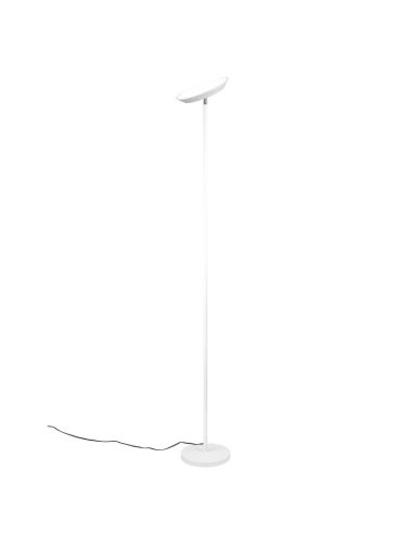 Candeeiro de pé SPECTRE LED em branco mate com luz regulável e design moderno.