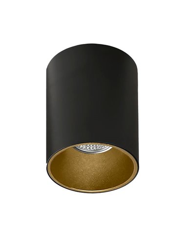 Plafonnier rond minimaliste SOUL Noir Texturé et Or Satiné GU10 8W