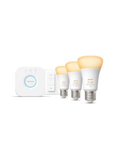 Kit maison ampoules intelligentes Philips White and Color Ambiance 8W 2200-6500K RGB E27 1100lm Hue Bridge inclus sur