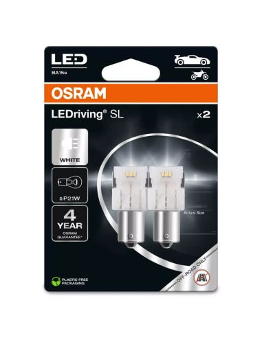 Pack de 2 Ampoules LED P21W BA15s 6000K 12V 2W (2Uds) LED 1 Pôle 1156 LEDDriving SL Osram | LéonLeds