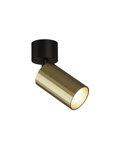 Spot redondo de superfície ajustável MODRIAN preto/dourado, Ø 56,5mm GU10 8W