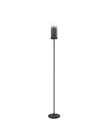 Lampadaire avec abat-jour en verre vaporisé noir transparent TOOTHILL E27 (Non incl.)