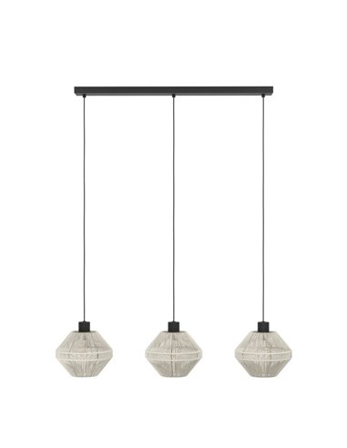 Plafonnier Suspension MIDSUMER Acier et Textile Crème 3 Lumières E27