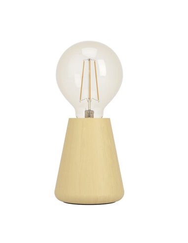 Lampe de table ASBY en bois clair avec interrupteur sur le câble E27 Ø85mm