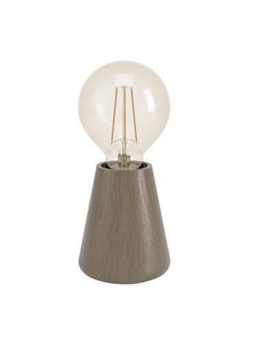 Lampe de table ASBY en bois foncé avec interrupteur sur le câble E27 Ø85mm