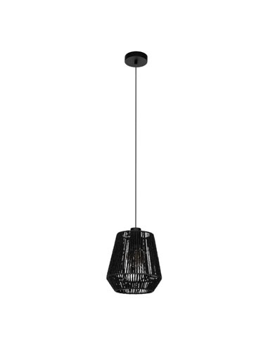 Lampe à suspension moderne en acier et papier noir PERSLEY E27 Ø220mm