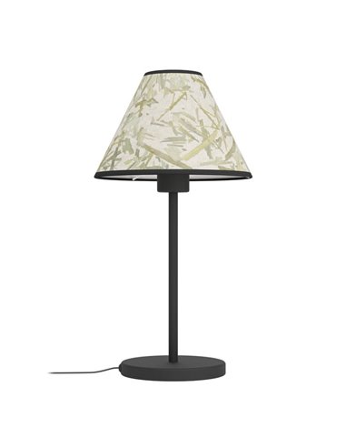 OXPARK Lampe de Table avec Feuilles de Bambou et Abat-Jour en Lin Naturel, E27