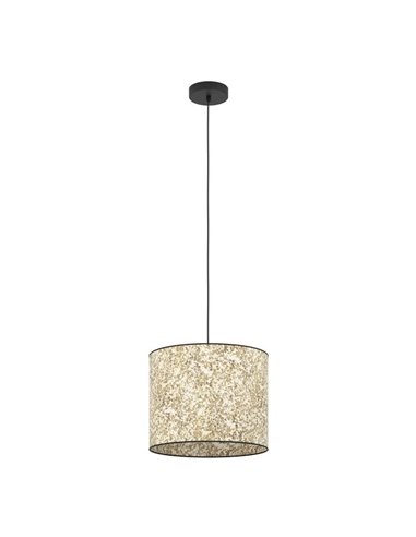 Lampe à suspension naturelle BUTTERBURN avec feuilles de bouleau et abat-jour en lin, E27