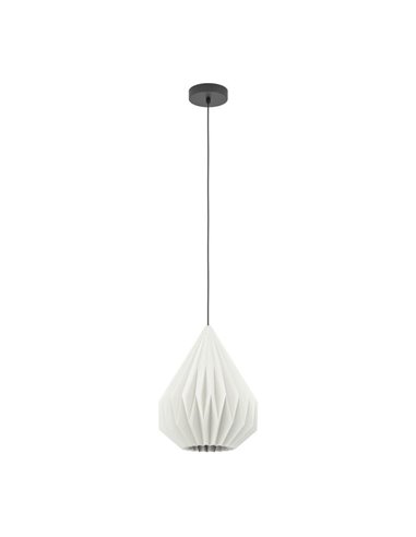 MINTING Lampe à Suspension en Papier Plié Blanc et Métal Noir Ø30cm, E27