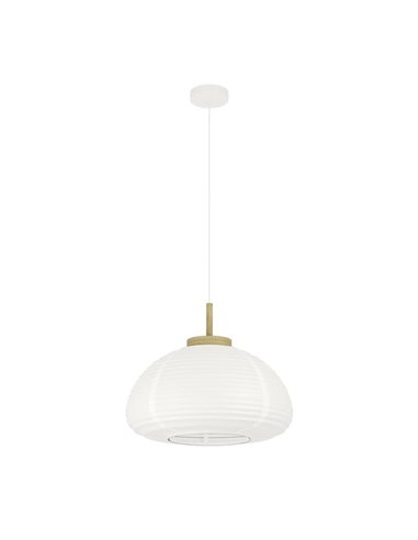 SUMMERHILL Suspension avec abat-jour en papier blanc et détails en bois Ø55cm, E27