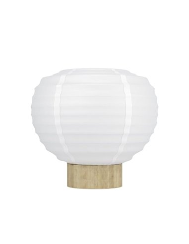 SUMMERHILL Lampe de table avec abat-jour en papier blanc et détails en bois, E27