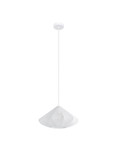 DOLWEN Lampe à suspension moderne blanche Ø42,5 cm, E27, avec abat-jour en textile et détails en acier pour l'intérieur