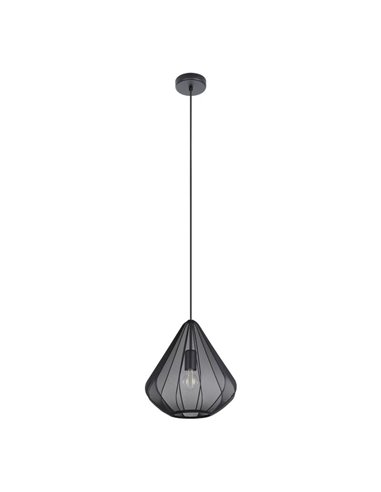 Lampe à suspension noire DOLWEN Ø33,5 cm, E27, avec abat-jour en textile et détails en acier