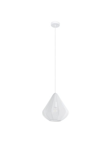 DOLWEN Suspension Blanche Ø33,5cm, E27, avec abat-jour en textile et acier pour intérieur