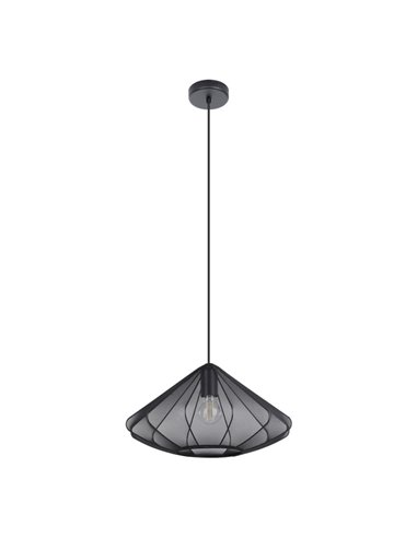 Lampe à suspension noire DOLWEN Ø42,5 cm, E27, avec abat-jour en textile et acier