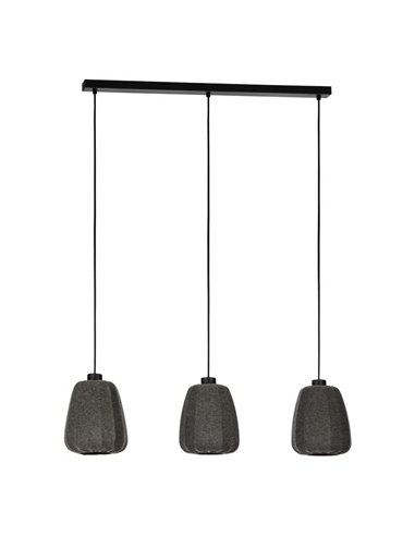 BARLASTON Suspension Grise avec Abat-Jour en Textile Organique Ø35cm, E27