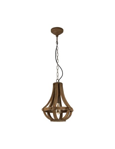 KINROSS Lampe à Suspension Rustique avec Corps en Bois Marron, Ø31cm, E27